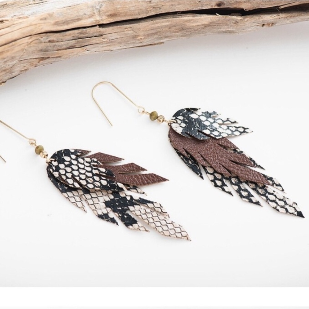 Vegan Feather Dangle Earrings
